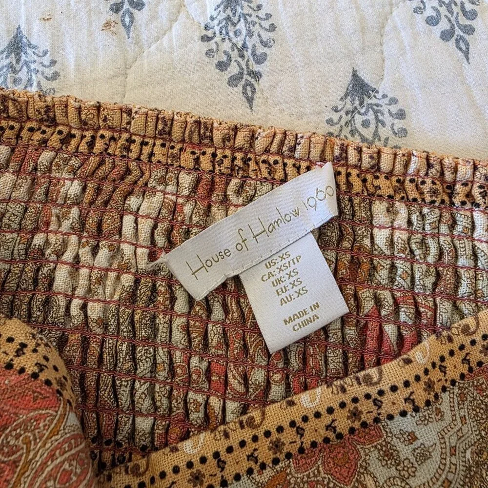 House of Harlow 1960 Linen Blend Paisley Maxi Skirt XS | Boho Festival - Picture 10 of 15